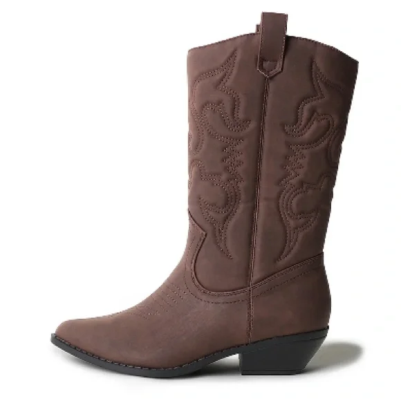 Women's Brown Western Embroidered Heeled Boots (lasso) - Picture 3 of 6